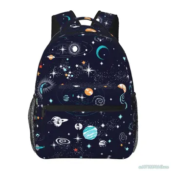 Детски училищни чанти с шарени пространство на планетата, за момчета и момичета, сладки пътни раници Унисекс, лека раница за лаптоп