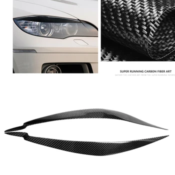 За BMW X6 X6M E71 2008-2014 Авто Предни Главоболие Светлина, на Капака Лампи, Декорация От Настоящето Въглеродни Влакна, Автомобили светлината на Прожекторите, Клепачите, Налобный Фенер, Веждите