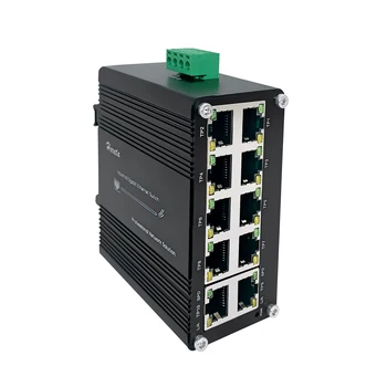 Закалени Промишлен 10-Портов Ethernet Gigabit комутатор 10/100/1000base-T RJ-45 12 ~ 48 vdc IP40 Неуправляван мрежов комутатор Plug and Play