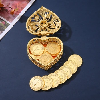 Испански златен сватбен комплект от монети Единство Arras De Boda с подарък кутия във формата на сърце, на английски сребро, накити за церемонията Arrhas, сувенири за булката