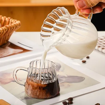 Италианска стъклена чаша за мляко, мини-молочник, малко молочник с острия гърло, с дръжка за извличане, мерителна чаша, кафе, посуда и прибори