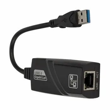 Кабелен Usb 3.0, Gigabit Ethernet Пластмасов адаптер Rj-45 Lan (10/100/1000) Mbps Мрежова карта Ethernet порт за PC