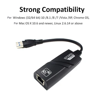 Кабелен мрежов адаптер USB 3.0, Gigabit Ethernet LAN rj-45 (10/100/1000) Mbit/s, мрежов адаптер Ethernet мрежова карта за PC, лаптоп