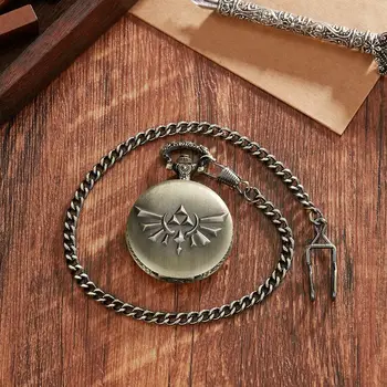 Класически бронзови механични джобен часовник от джоба на веригата в ретро стил, антични висящи часовници, подаръци за мъже, жени, деца
