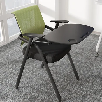 Компютърен стол с ергономичен със сгъваем дъска офис стол офис писмено фотьойл, маса за учебни срещи Стол за интеграция на мебели