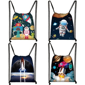 Космически кораб / чанта астронавти на съвсем малък, за момчета и момичета, пътни чанти, космическа совалка, женски мъжки раница, холщовая чанта за съхранение, детска чанта за книги