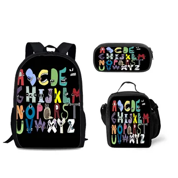 Креативен модерен забавен азбука, 3D принт, 3 бр./компл., училищни чанти за ученици, раница за лаптоп, чанта за обяд, молив случай