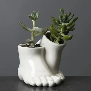 Креативен саксия под формата на крака, за декорация, за вази, однотонная керамична ваза, офис растение в саксия, украса за дома, хол, занаяти