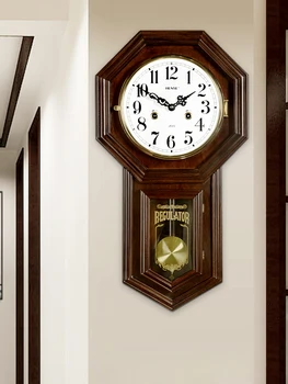 Луксозни безшумни дървени стенни часовници, традиционни китайски старинни стенни часовници с махало, ретро големи Reloj Pared Украса за дома