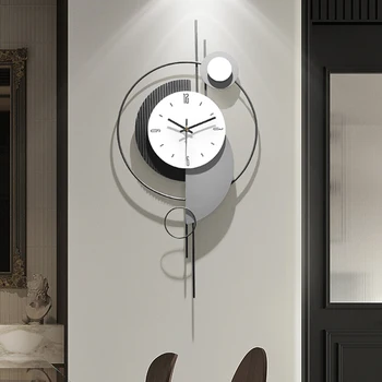 Луксозни големи 3d стенни часовници с Модерен метален естетичен alarm clock Художествен дизайн хол Horloge Murale Монтиране на украса 50MQWC