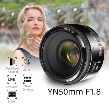 Малко Обектив с Автофокус YONGNUO YN50mm F1.8 с голяма Бленда и Ефекта е Супер Боке За цифров огледално-рефлексен фотоапарат Canon EOS 70D 5D3 600D