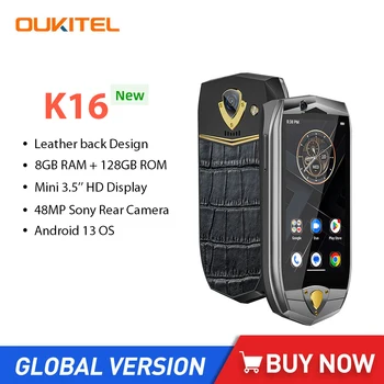 Мини-Смартфони Oukitel K16 3,5-Инчов Дисплей MTK 8788 8 + GB 128 GB Android 13,0 Малък Телефон 48 Mp Камера, 4G Мобилен телефон 3050 ма NFC