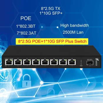 Мрежов комутатор без порта POE от 8*2,5 порта Gbe и 1 порт за 1G/10G SFP + 2500 М Ethernet Lan