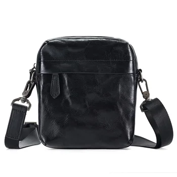 Мъжка чанта през рамо от естествена кожа, малки чанти през рамо, за мобилен телефон, портфейл, ежедневна чанта-месинджър, новост