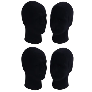 Мъжки модел от стиропор, черен цвят, на главата на манекена, стойка за манекен, витрина за магазин, шапка, 4 X ЧЕРНА