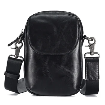 Мъжки скута чанти от естествена кожа, многофункционална чанта за мобилен телефон, мъжки малка чанта-месинджър, ежедневна чанта за рамо