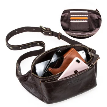 Мъжки скута чанти Случайни джоб за мобилен телефон, от естествена телешка кожа, спортна чанта през рамо на открито, нагрудная чанта, регулируема презрамка