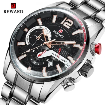НАГРАДА Часовници топ марка за Мъжки модерни спортни кварцов часовник от неръждаема стомана Бизнес водоустойчив мъжки часовник 2021Relogio Masculino
