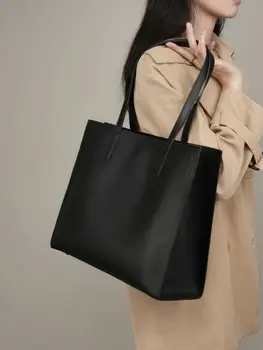 Нова класическа реколта чанта-тоут от естествена кожа, за жени, по-голямата голям дамска бизнес чанта за лаптоп с диагонал 13,3 инча, за работа