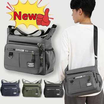 Новата модерна мъжка чанта-месинджър през рамо, мъжки малка чанта-прашка за работа, бизнес водоустойчив оксфордские пакети, чанта-портфейл