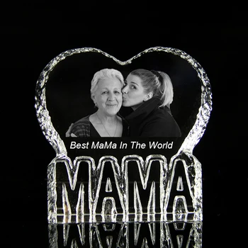 Персонализирани кристална фото албум под формата на сърце, изработена по поръчка на рамка за майка, подарък за Деня на майката, домашен декор