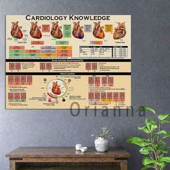 Плакат Или Платно с Кардиологическими Знания, Стенно Изкуство по Анатомия на Сърдечно-съдови Заболявания, боядисани Стени По Кардиология, Художествена Печат По Анатомия на Човешкото Сърце, Подарък