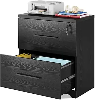 Плъзгаща се дървена странична шкаф метален шкаф с механизъм за предотвратяване на наклон, метален шкаф шкаф за офис, черен