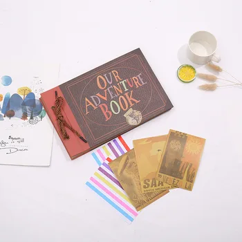 Подарък кутия ръчна изработка, балон, направи си сам, ретро сватбен албум за спомен от крафт-хартия, албуми за изрезки от книгата приключения