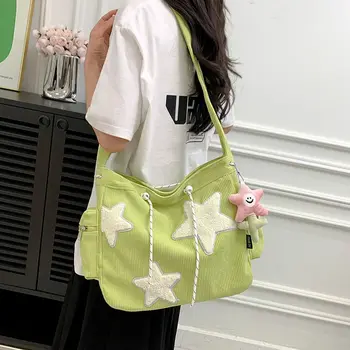 Портмонета, кадифена чанта за грим и червило е с голям капацитет, чанти през рамо със звездите, женствена чанта през рамо, корейски чанти на стил Y2k