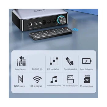 Приемник предавател, Bluetooth 5.1 NFC стерео с 3.5 мм AUX вход RCA Коаксиален безжичен аудиоадаптер Микрофон за телевизор