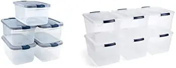 Прозрачни контейнери за съхранение обем 31 Карата / 7,75 литра, опаковка от 6 броя с защелкивающимися сиви капаци, видима основа, трайни и штабелируемые, са идеални за съхранение