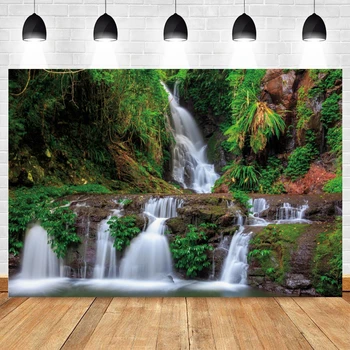 Пролетен водопад, горски пейзаж, фон за снимки, подпори за фотография, интериор фотозоны, на фона на фото студио