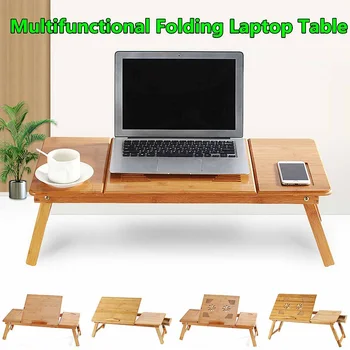 Прост бамбук маса за лаптоп и легло със сгъваем малка масичка Проста маса за общежития мързелив плот бюро работно бюро