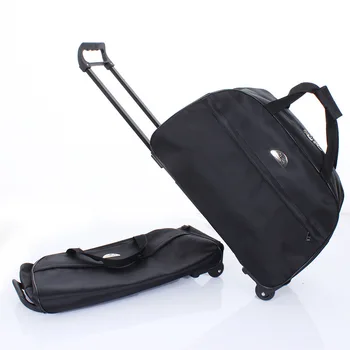 Пътна чанта-тролей-голям капацитет, дамски мъжки чанти на колела, Оксфорд водоустойчив куфар количка, пътна чанта на колела