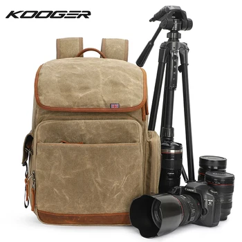 Раница за фотоапарат KOOGER, водоустойчив холщовая чанта за фотоапарат, чанта за фотография с каишка за статив, раница с голям капацитет за огледално-рефлексен фотоапарат
