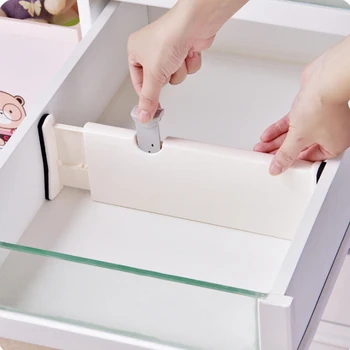 Регулируеми разделители кутии за съхранение Прибиращ се пластмасов държач за разделители за чекмеджета, домакински облицовки за съхранение, кухненски органайзер