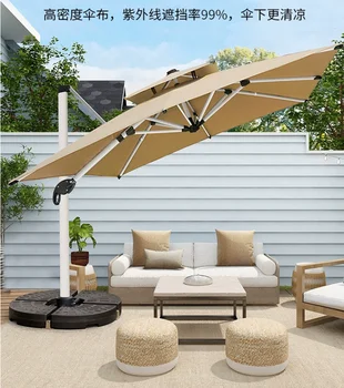 Римският чадър на слънчева батерия с световыми ивици, отворен чадър в двора, слънцезащитен чадър, тента от слънцето, чадър от слънцето