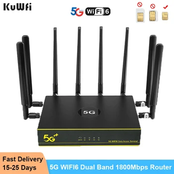 Рутер KuWFi 5G Wifi6 1800 Mbps на 2,4 G/5,8 G двойна лента на Безжичен Wifi Рутер със слот за сим-карта MESH + Модем Hybird С Подкрепата на APN VPN