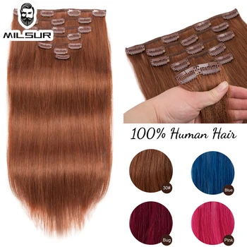 Сиво/розово 7шт Скоба за изграждане на човешка коса 100% Скоба за изграждане на човешки косъм Директни изкуствена коса Remy Hair # 30