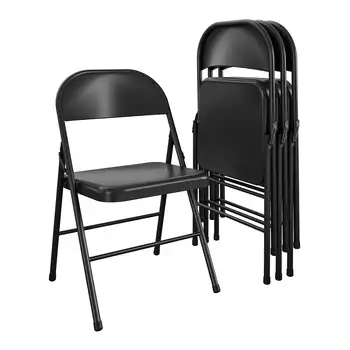 Стоманена сгъваем стол Mainstays (4 опаковки), черен