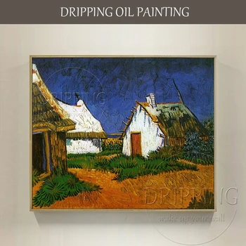 Талантлив художник Възпроизвежда Художествена живопис на Ван Гог 1888 година, Ръчно раскрашенную Три Бели Къщи в Сейнт Мари, маслени бои