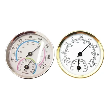 Термометър-влагомер с мини-циферблат златен/разноцветного цвят, термогигрометр за сауни