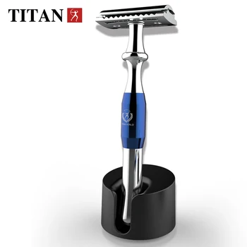 Титановая Т-образна бръснач, сигурна самобръсначка за мъже, метална дръжка, сменное нож, машина за бръснене