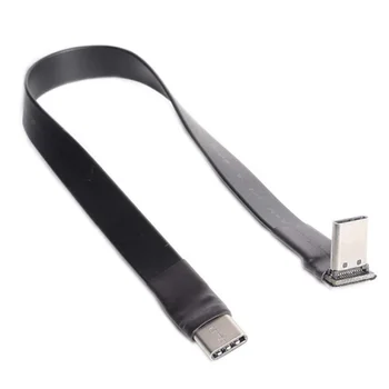 Удлинительный USB кабел 3.1 Type C до Type C 90-Градусов Адаптер спк стартира строителни FPV Лента Плосък кабел USB 3A C с защита от електромагнитни смущения на 10 Gbit/s, 30 см