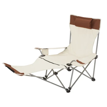 Уличен сгъваем шезлонг с подвижна поставка за краката, сгъваем стол за риболов, обзавеждане за плаж, пикник, къмпинг, стол за сядане и легнало