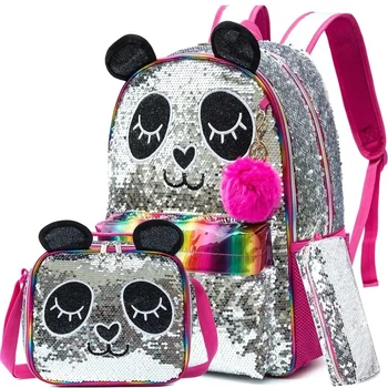 Училищни чанти за деца, раници за училище, раница за момичета, женствена чанта с пайети от анимационен филм на 