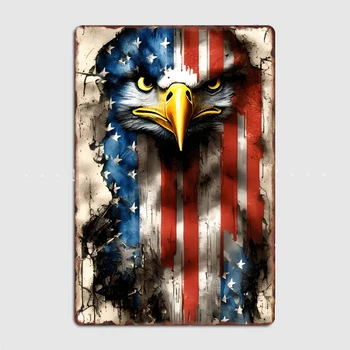 Флаг на САЩ Орел Птица Метална Плоча, Гараж Клуб Стенни Табели Клуб Домашен Забавен и Твърд Знак на Плакат