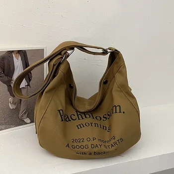 Холщовая Чанта с Надпис, Дамска Чанта, Нова Мода Универсална Чанта-Тоут, Мъжки Студентски Чанта с Голям Капацитет, Мъжка чанта През рамо