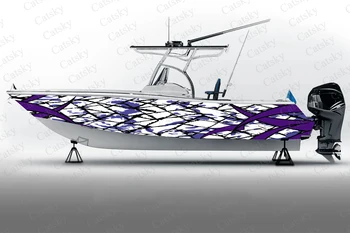 Цветни мастила векторна графика на абстракция Стикер на лодката Опаковка Рибарска лодка Водоустойчив изработени по поръчка морска стикер на лодката vinyl обвивка за лодка