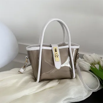 Чанта-trapeze, луксозни маркови дизайнерски чанти-кофи за жени, 2023, Япония, оригинална прозрачна желейная чанта, малка чанта през рамо и пусеты